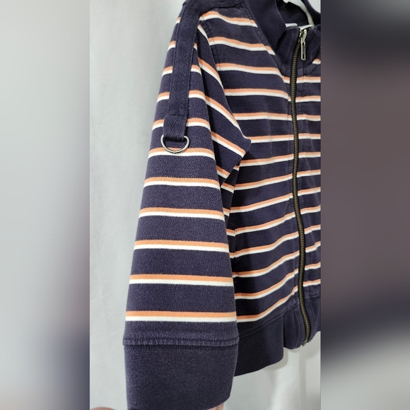 Talbots Kids Full Zip Sweatshirt‎ Size 4 Navy Orange Stripes Cotton Pockets - Picture 4 of 7
